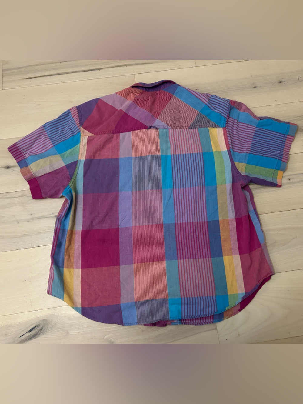 Vintage American Line Madras Plaid Button Up Shirt Size 20W 100% Cotton 80s/90s - Picture 2 of 14